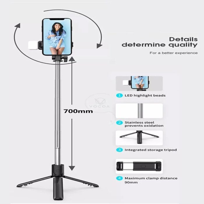 Selfie stick With Led Light Mini Tripod Stand With Best Quality - Image 4